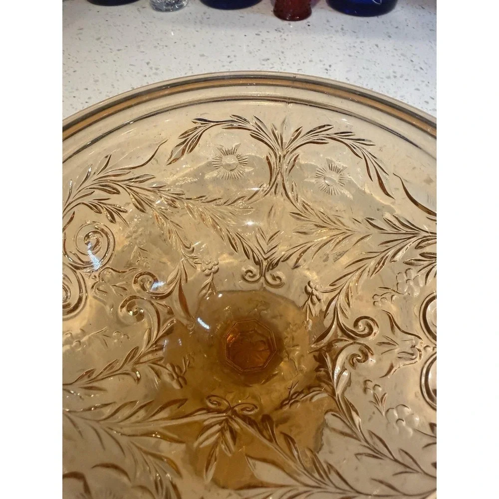 McKee Rock Crystal Amber Compote Footed  Bowl  EAPG Depression Glass